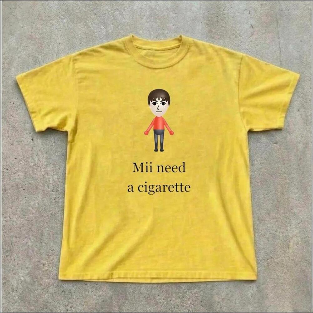 Yellow Graphic Tee Featuring A Nostalgic Mii-Inspired